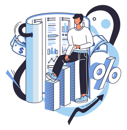 Man working on accounting  Illustration