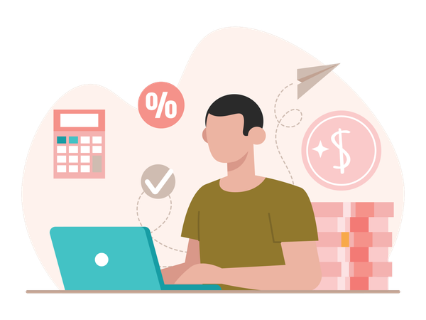 Man working on Accounting  Illustration