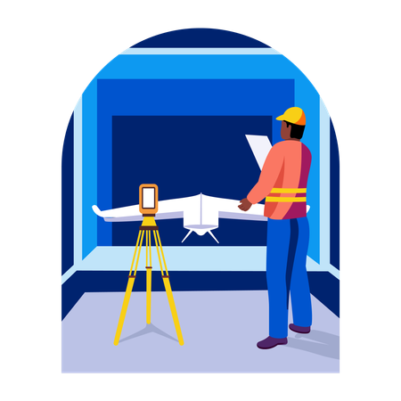 Man working on aerodynamic testing  Illustration