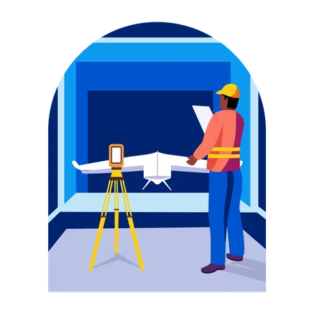 Man working on aerodynamic testing  Illustration
