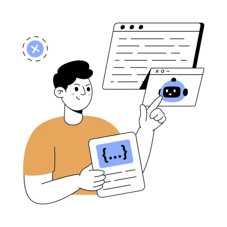 Man working on ai alignment  Illustration