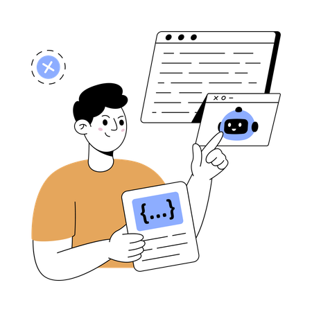 Man working on ai alignment  Illustration