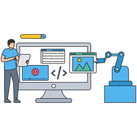 Man working on Ai App developer  Illustration