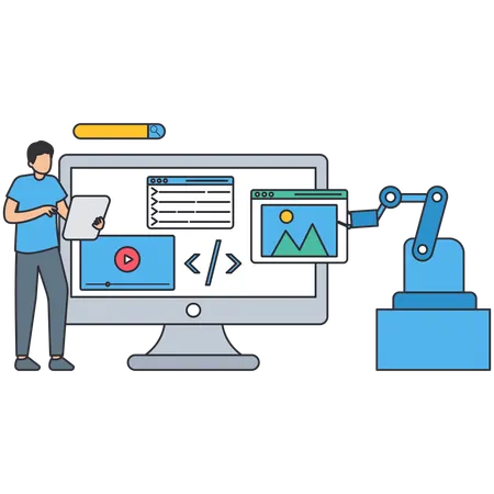 Man working on Ai App developer  Illustration