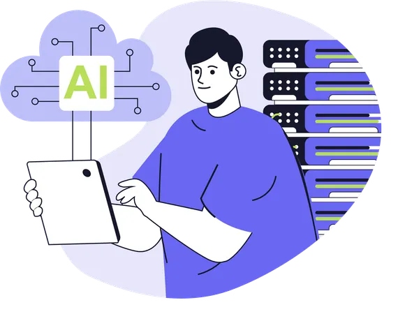 Man working on ai based data center  Illustration