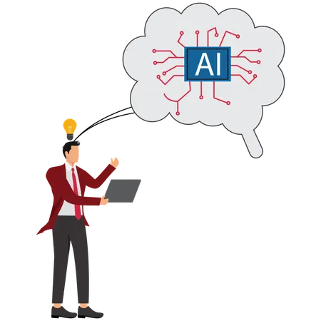 Man working on ai chip  Illustration
