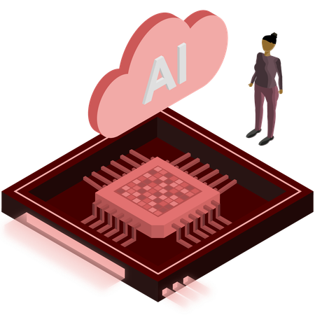 Man working on AI chip  Illustration