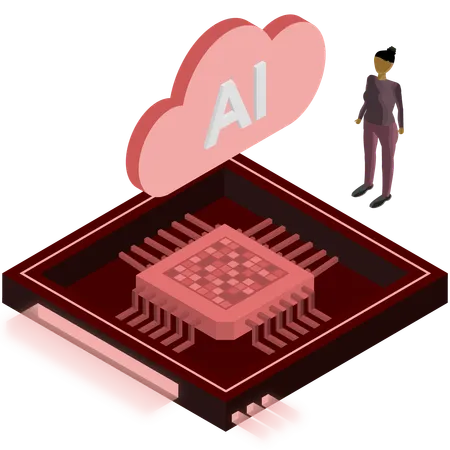 Man working on AI chip  Illustration