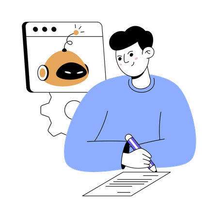 Man working on ai learning  Illustration