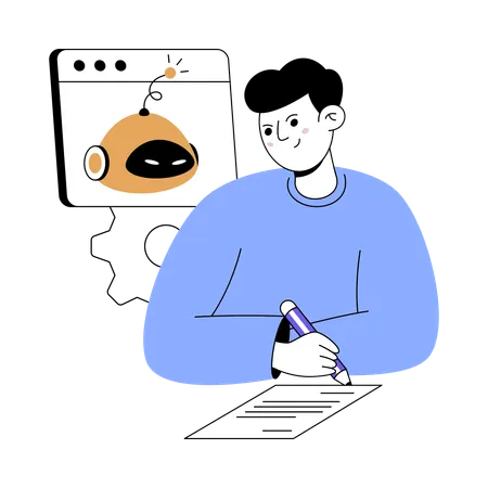 Man working on ai learning  Illustration