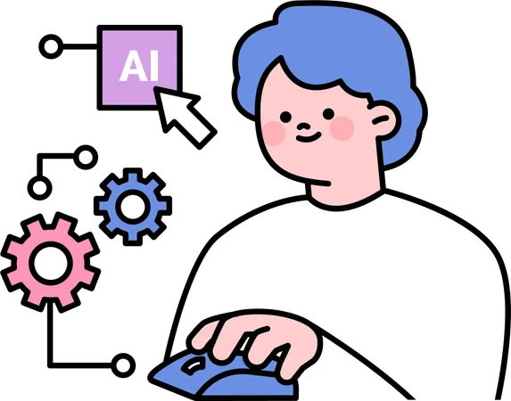 Man working on ai management  Illustration