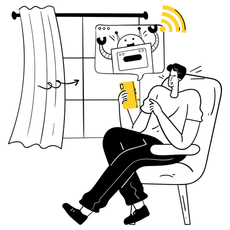 Man working on AI-Powered Smart Home  Illustration