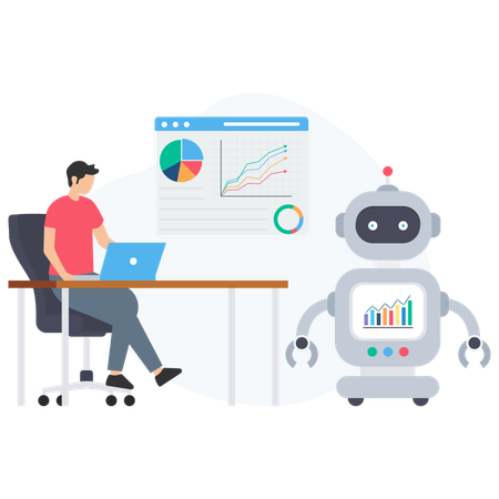 Man working on Ai Presentation  Illustration