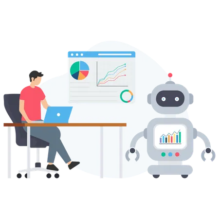 Man working on Ai Presentation  Illustration