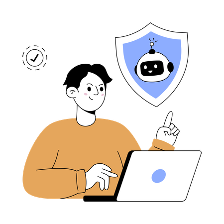 Man working on ai privacy  Illustration