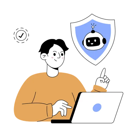 Man working on ai privacy  Illustration