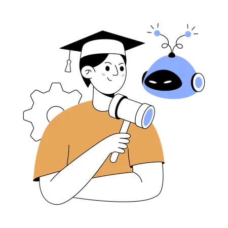 Man working on ai regulation  Illustration