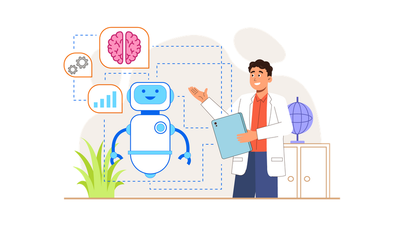 Man working on ai tech  Illustration