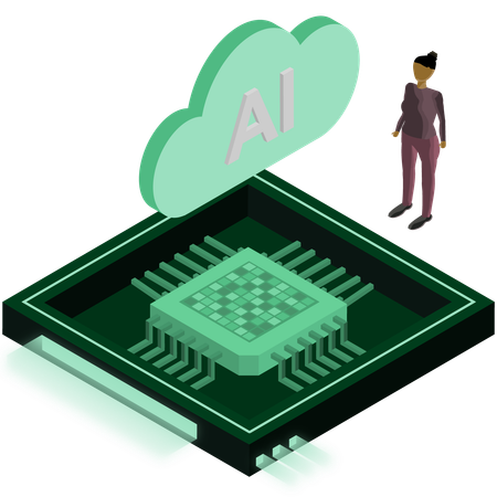 Man working on AI technology  Illustration