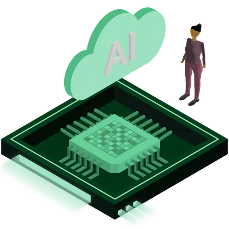 Man working on AI technology  Illustration