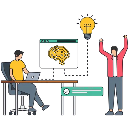 Man working on Ai Technology  Illustration