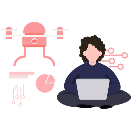 Man working on ai technology  Illustration