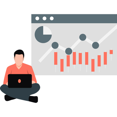 Man working on analysis chart  Illustration