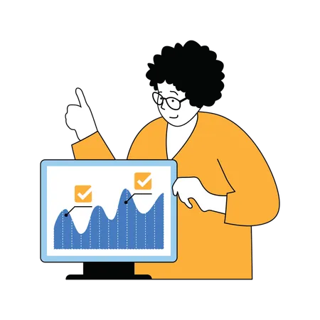 Man working on analysis chart  Illustration