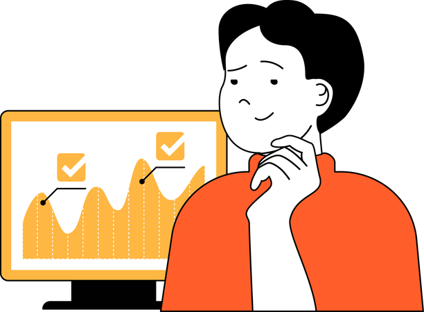 Man working on analysis chart  Illustration