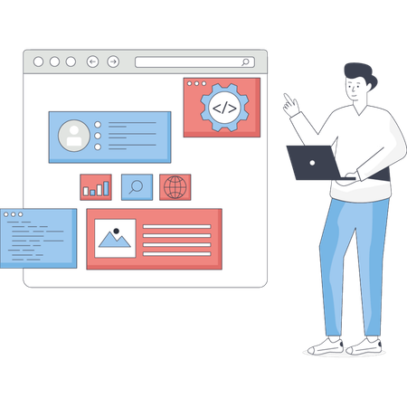 Man  working on app interface  Illustration