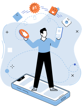 Man working on app testing  Illustration