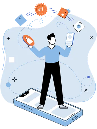 Man working on app testing  Illustration