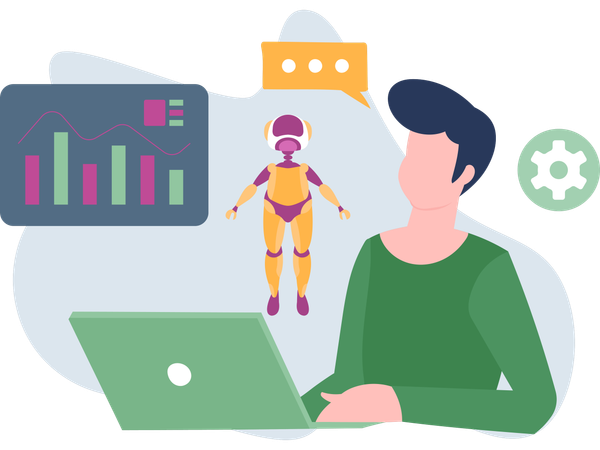 Man working on Artificial Intelligence  Illustration