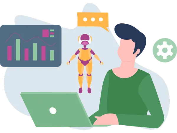 Man working on Artificial Intelligence  Illustration