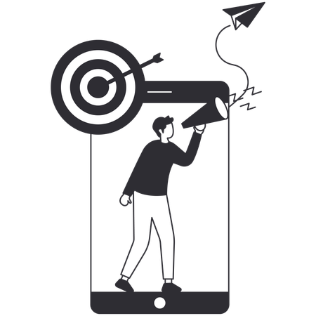 Man working on Audience target  Illustration