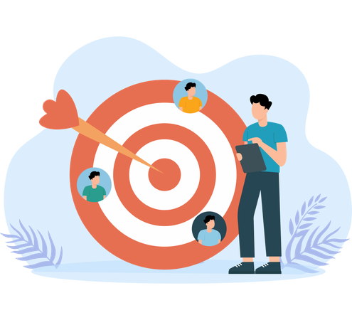 Man working on Audience Target  Illustration