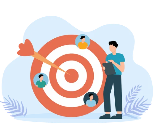 Man working on Audience Target  Illustration