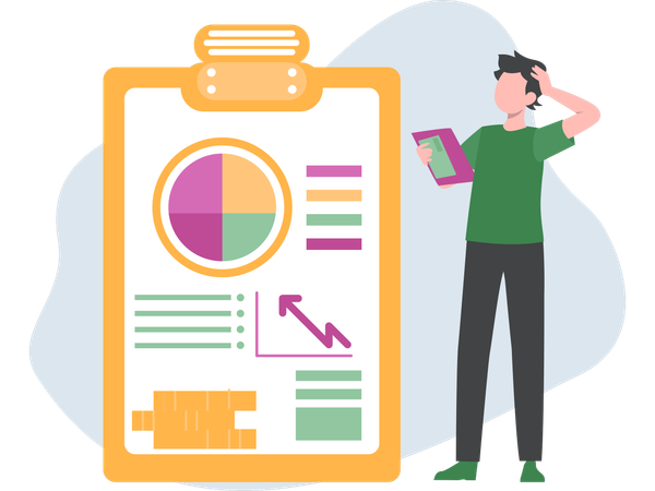 Man working on Balance Sheet  Illustration