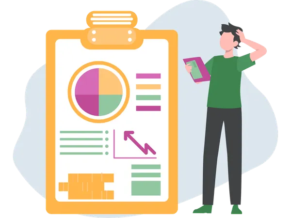 Man working on Balance Sheet  Illustration