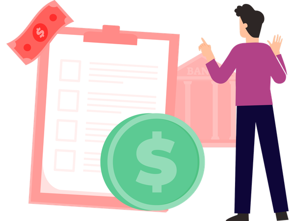 Man working on bank loan approval  Illustration