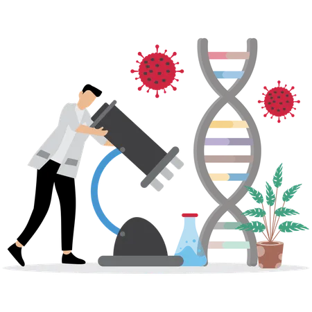 Man working on Biotechnology Research Lab  Illustration