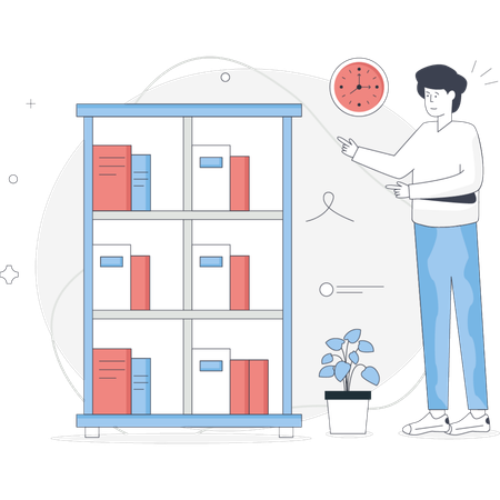 Man working on bookcase  Illustration