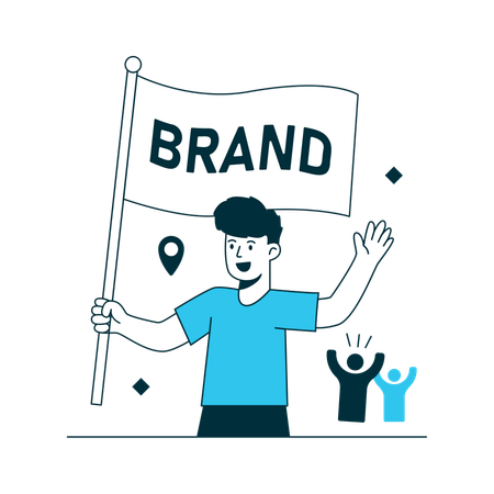 Man working on Brand Awareness Campaign  Illustration