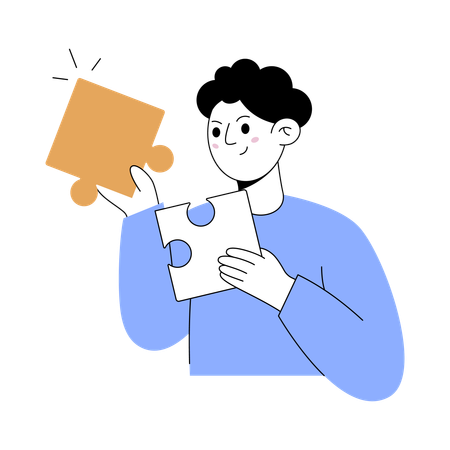 Man working on bridging the gap  Illustration