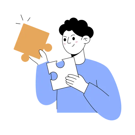 Man working on bridging the gap  Illustration