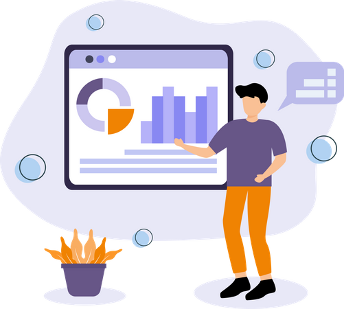 Man working on bsuiness analysis  Illustration