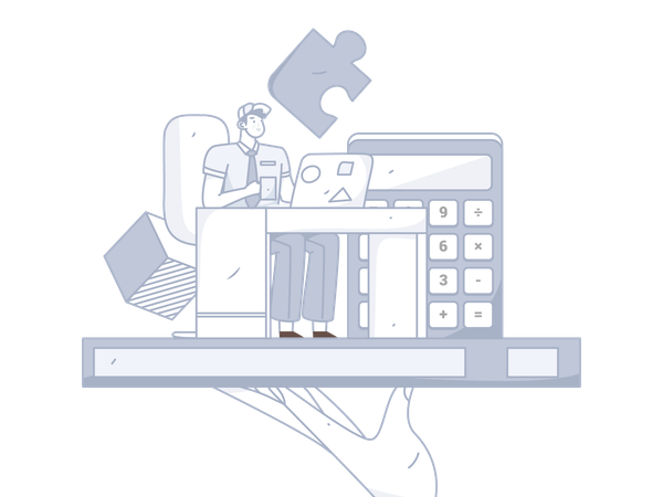 Man working on budget calcualtion  Illustration