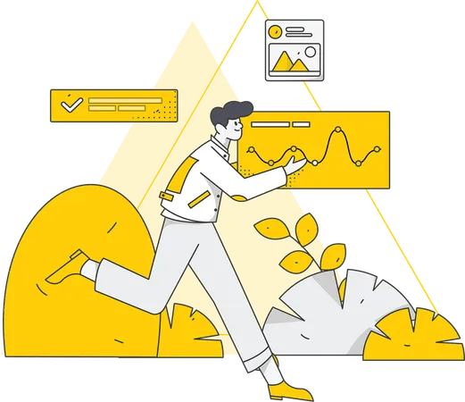 Man working on business analysis chart  Illustration