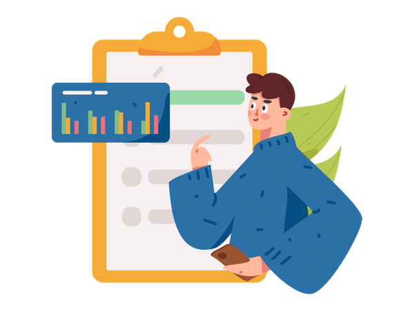 Man working on business analysis  Illustration