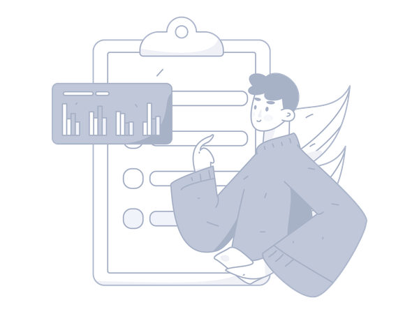 Man working on business analysis  Illustration